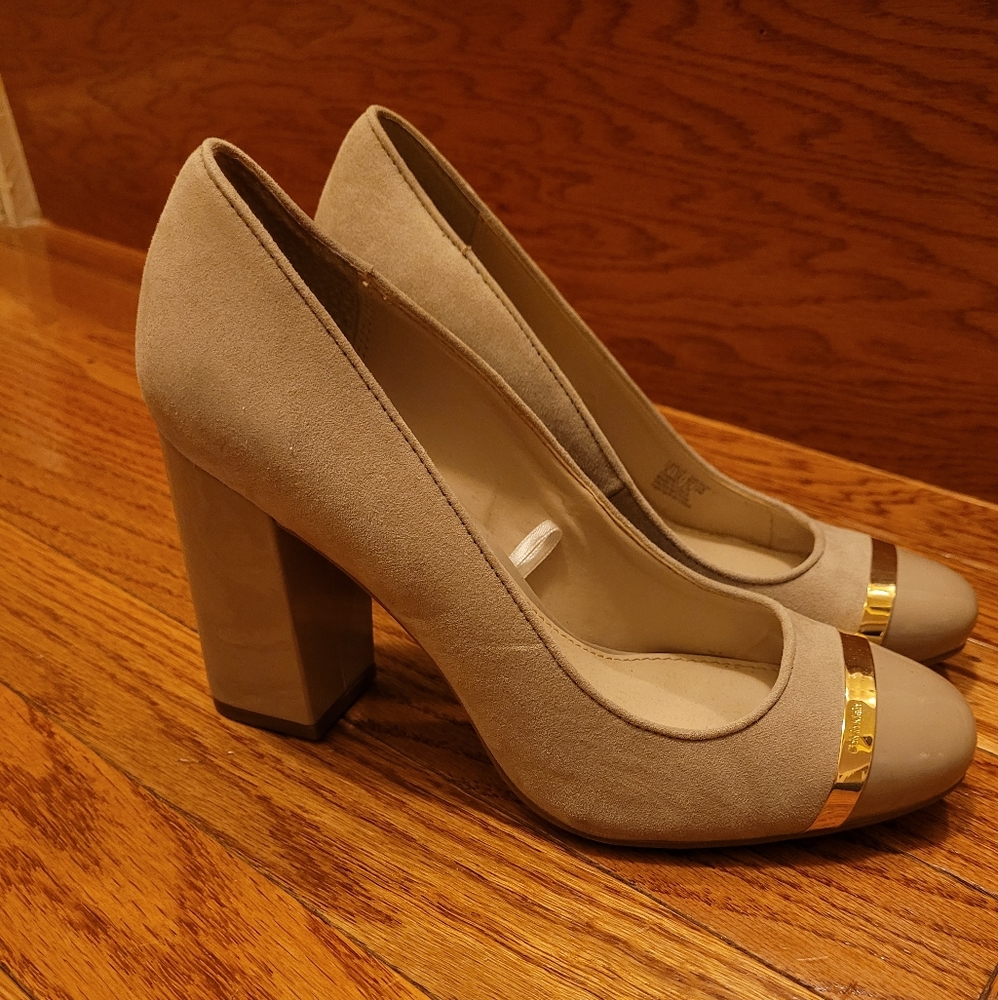 Calvin Klein women tan heels